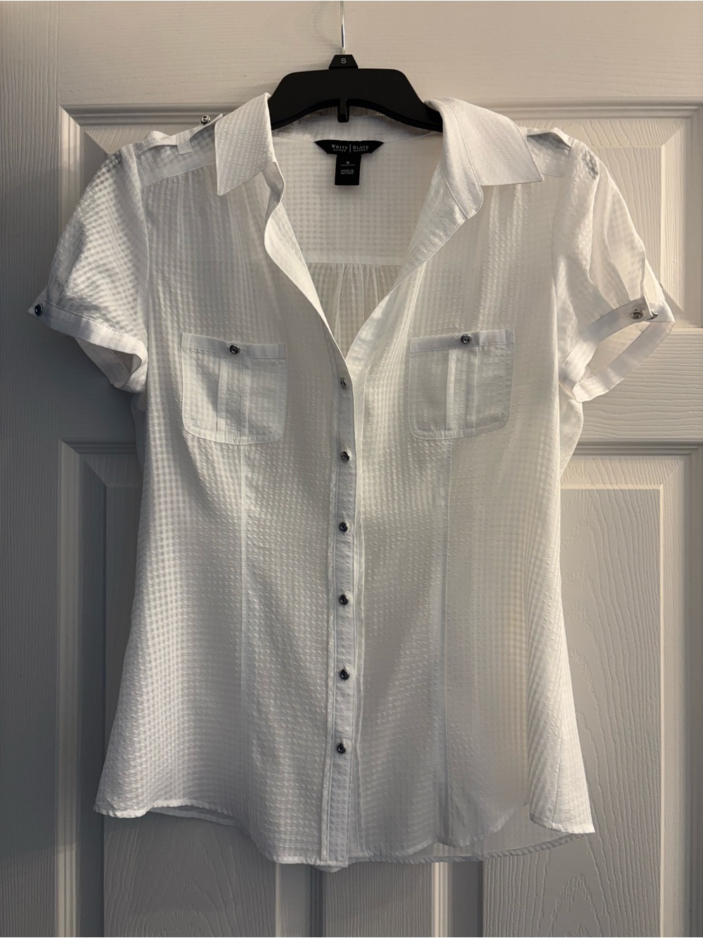 White House Black Market White Short-Sleeve Button-Down Shirt